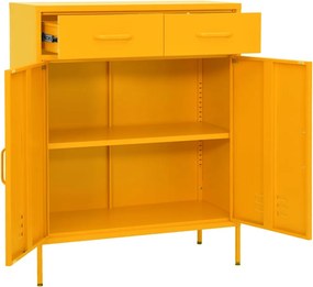 vidaXL Ντουλάπι Αποθήκευσης Μουσταρδί 80x35x101,5 εκ. από Ατσάλι