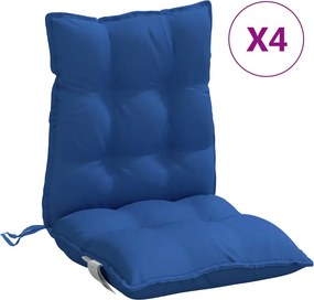 vidaXL Μαξιλάρια Καρέκλας Χαμηλή Πλάτη 4 τεμ. Μπλε Ρουά Ύφασμα Oxford