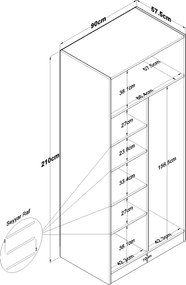 Ντουλάπα Λευκό BREBAN 90x57.5x210