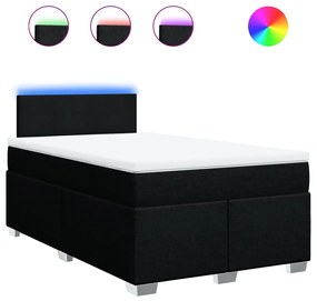 vidaXL Κρεβάτι Boxspring με Στρώμα Μαύρο 120x190 εκ. Υφασμάτινο