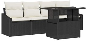 vidaXL Σετ Καναπέ Κήπου 5 pcs Μαύρο και κρεμ 100 x 55 x 73 εκ