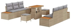vidaXL Σετ Καναπέ Κήπου 9 pcs Μπεζ, Ανοιχτό Γκρι 90 x 55 x 71 cm