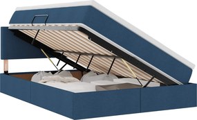 vidaXL LED Κρεβάτι αποθήκευσης με στρώμα Μπλε 140 x 200 cm Ύφασμα