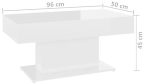 Τραπεζάκι Σαλονιού Γυαλ. Λευκό 96 x 50 x 45 εκ. από Επεξ. Ξύλο - Λευκό