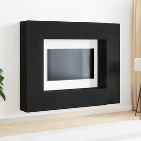 vidaXL Σετ 8 Τεμαχίων Βάσης Τηλεόρασης Τοίχου, Μαύρη Δρυς, Φτιαγμένο από Ξύλο