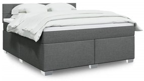 Κρεβάτι Boxspring με Στρώμα Σκούρο Γκρι 180x200 εκ Υφασμάτιν - Γκρι