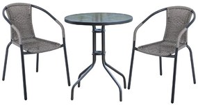 Τραπεζαρία Κήπου Baleno (Σετ 3Τμχ) Ε240,15 70x70cm/53x58x77cm Anthracite-Grey Two Seater