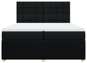 vidaXL Κρεβάτι Boxspring με Στρώμα Μαύρο 200x200 εκ. Υφασμάτινο