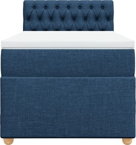 vidaXL Κρεβάτι Boxspring με Στρώμα Μπλε 90x200 εκ.Υφασμάτινο