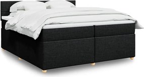 vidaXL Κρεβάτι Boxspring με Στρώμα Μαύρο 200x200 εκ. Υφασμάτινο