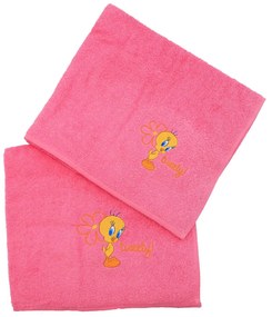 Πετσέτα Παιδική Σετ 2τμχ.Tweety Pink Viopros Σετ Πετσέτες 100% Βαμβάκι