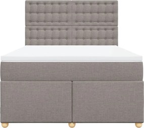 vidaXL Κρεβάτι Boxspring με Στρώμα Taupe 140x190 εκ. Υφασμάτινο