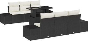 vidaXL Σετ Καναπέ Κήπου με μαξιλάρι 7 pcs Μαύρο και Κρέμα