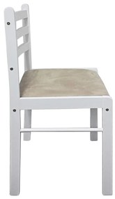 Καρέκλες Τραπεζαρίας 4 τεμ. Λευκές Καουτσουκόδεντρο/Βελούδο - Λευκό