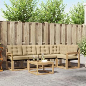 vidaXL Σειρά Καναπέ Εξωτερικού με μαξιλάρι 6 pcs Λευκό και Μπεζ
