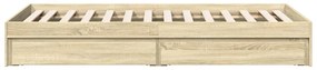 vidaXL Πλαίσιο Κρεβατιού με Συρτάρια Sonoma Δρυς 75x190 εκ. Επεξ. Ξύλο