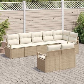vidaXL Σετ Καναπέ Κήπου 8 pcs Μπεζ Πολυ ράταν