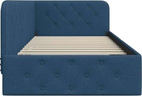 vidaXL Κρεβάτι Γωνίας Μπλε 90 x 190 cm ύφασμα