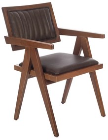 Artekko Suva Καρέκλα με Καρυδί Ξύλινο Σκελετό και Καφέ Τεχνόδερμα (52x55x80)cm Artekko 783-1504-B