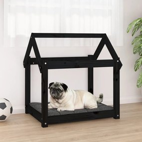 Κρεβάτι Σκύλου Μαύρο 71x55x70 εκ. από Μασίφ Ξύλο Πεύκου - Μαύρο