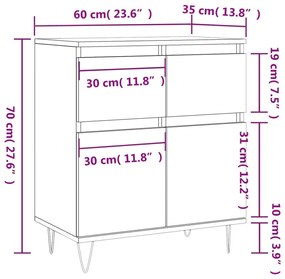 Ντουλάπι Μαύρο 60x35x70 εκ. από Επεξεργασμένο Ξύλο - Μαύρο