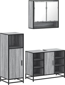 vidaXL Σετ Επίπλων Μπάνιου 3 Τεμαχίων Γκρι Sonoma Επεξεργασμένο Ξύλο
