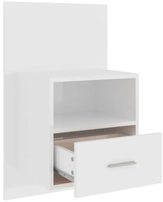 vidaXL Κομοδίνο Επιτοίχιο Γυαλιστερό Λευκό
