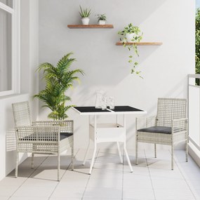vidaXL 3 τεμαχίων Σετ Φαγητού Κήπου Ανοιχτό Γκρι Ρατάν