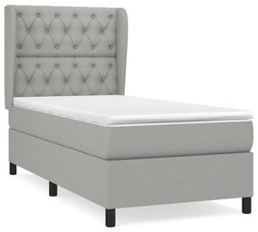 Κρεβάτι Boxspring με Στρώμα Ανοιχτό Γκρι 80x200 εκ. Υφασμάτινο - Γκρι