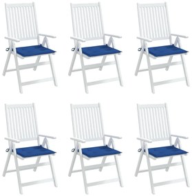 Μαξιλάρια Καρέκλας Κήπου 6 τεμ. Μπλε Ρουά 50x50x3εκ. Υφασμάτινα - Μπλε