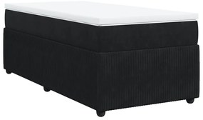 vidaXL Κρεβάτι Boxspring με Στρώμα Μαύρο 80 x 200 εκ. Βελούδινο