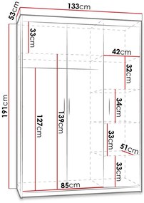 Ντουλάπα τρίφυλλη Elena 3D-Drus