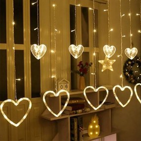 LED χριστουγεννιάτικα λαμπάκια κουρτίνα με σχήμα καρδιάς