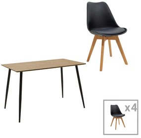 Intrahome Τραπεζαρία Gaston-Cuba Intrahome σετ 5τεμ pp-mdf σε μαύρη-sonoma απόχρωση 120x70x76εκ | SKU: INTRAPA-311112133