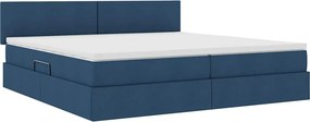 vidaXL LED Κρεβάτι αποθήκευσης με στρώμα Μπλε 200 x 200 cm Ύφασμα