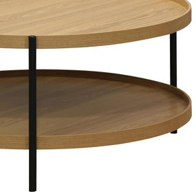 Τραπέζι σαλονιού Portogie mdf φυσικό-μέταλλο μαύρο Φ80x40εκ 80x80x40 εκ.