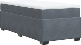 vidaXL Κρεβάτι Boxspring με Στρώμα Σκούρο Γκρι 90x200 εκ. Βελούδινο