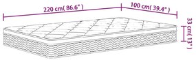 Στρώμα με Pocket Springs Μεσαία Plus Σκληρότητα 100x220 εκ. - Λευκό