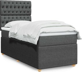 vidaXL Κρεβάτι Boxspring με Στρώμα Σκούρο Γκρι 90x200 εκ. Υφασμάτινο