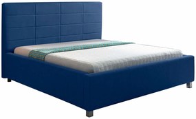 Επενδυμένο κρεβάτι Nueve-140 x 200-Μπλε-Χωρίς μηχανισμό ανύψωσης