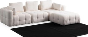 Corner Sofa Amaris 3 Seater With Pouffe - White White