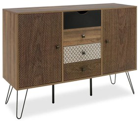 Intrahome Μπουφές ROCKYRA Intrahome με τέσσερα συρτάρια καρυδί μεταλλικά πόδια 122x39,5x86εκ | SKU: INTRAPA-177111117