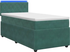 vidaXL Κρεβάτι box spring με στρώμα Σκούρο Πράσινο 80 x 200 cm Βελούδο