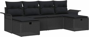 vidaXL Σετ Καναπέ Κήπου με μαξιλάρι 6 pcs Μαύρο Πολυ ράταν