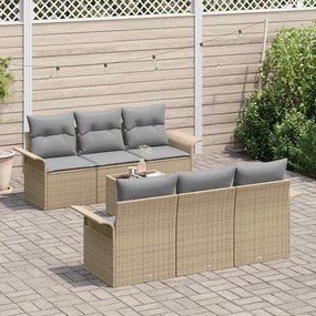 vidaXL Σετ Καναπέ Κήπου με μαξιλάρι 7 pcs Μπεζ, Γκρι 55 x 55 x 37 εκ