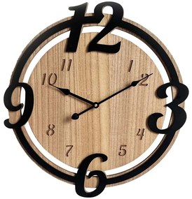 Ρολόι Τοίχου Anga 351-000019 46x3,5x50cm Natural-Black Inart Mdf,Μέταλλο
