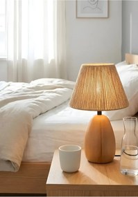 Stewehome Φυσικό ξύλινο επιτραπέζιο φωτιστικό με καπέλο