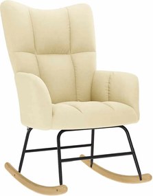 vidaXL Πολυθρόνα Κουνιστή Κρεμ Υφασμάτινη με Υποπόδιο