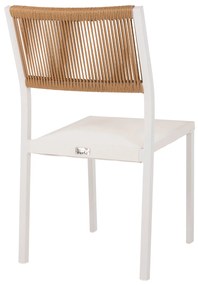Καρέκλα Αλουμινίου Λευκή Μπεζ Rattan &amp; Textline 46x55,5x83 Υ Εκ.