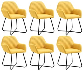 Καρέκλες Τραπεζαρίας 6 τεμ. Κίτρινες Υφασμάτινες - Κίτρινο